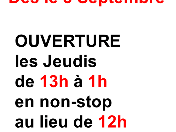 ven 21/08 2026 12:00 LE JEUDI